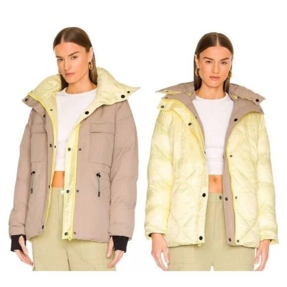 Dualist Zorah Reversible Jacket Yellow & Beige Brown Womens Small Medium Zip Up - Picture 1 of 11